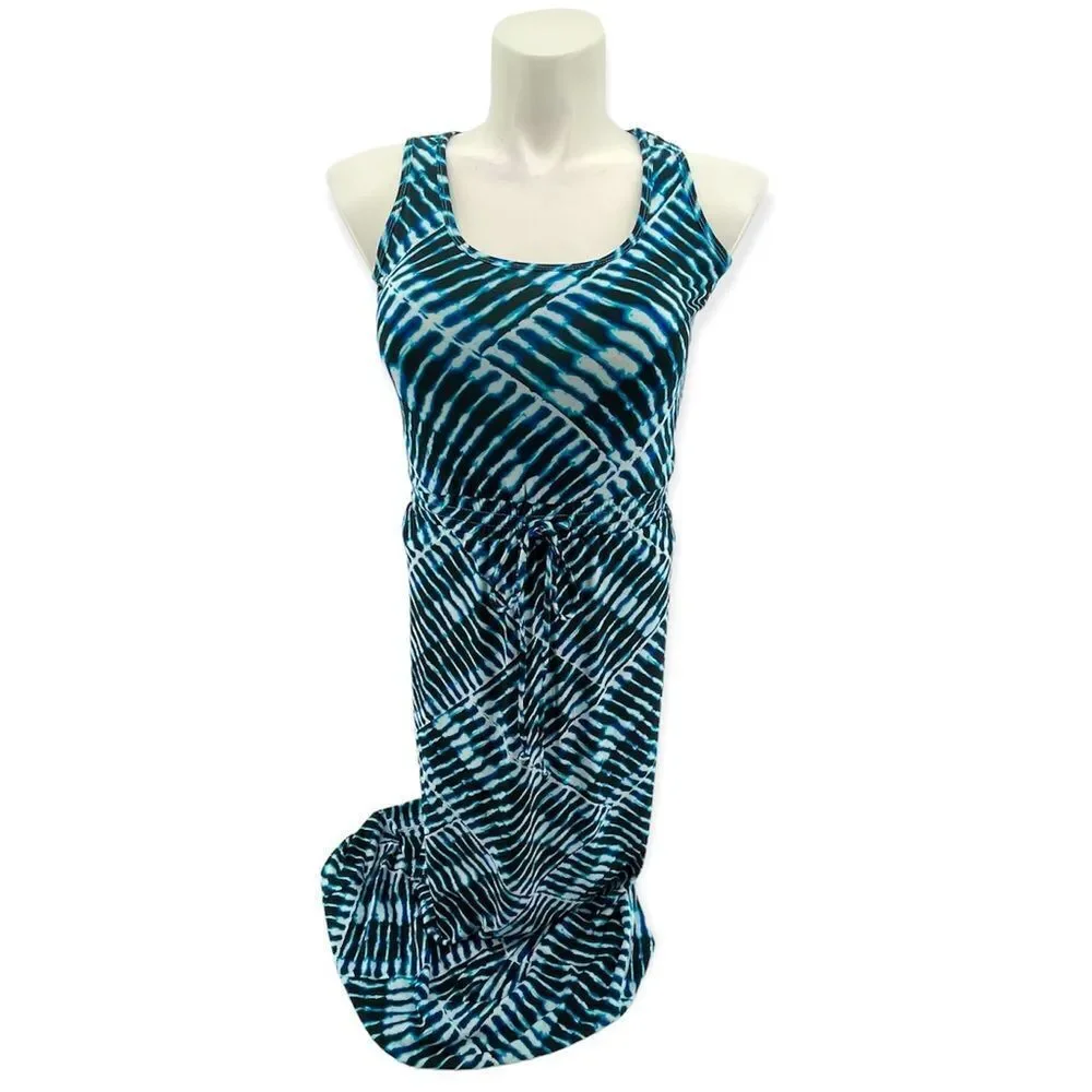 Calvin Klein Women’s Blue Tie Dye Sleeveless Elastic Waist Maxi Dress Size 2